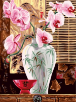 Картина по номерам: Розовые орхидеи в вазе 30 x 40 см CV-EX5260