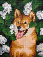 Кристальная (алмазная) мозаика ФРЕЯ на подрамнике "Пес в цветах" 30 х 40 см ALPD-184