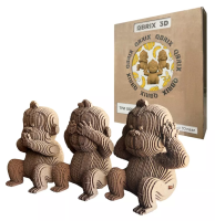 Картонный 3D конструктор QBRIX Три обезьянки MAGГевис20040