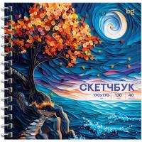 Скетчбук 40л. 170 x 170 мм BG "Звездная ночь" 120 г/м2, матовая ламинация, выборочный лак, на гребне RE-Скв40гр_64597