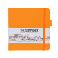 Блокнот для зарисовок SKETCHMARKER 140 г/м2 12 x 12 см 80 л, твердая обложка, Неоновый апельсин MP23148042SM