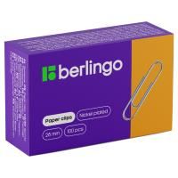 Скрепки 28 мм Berlingo 100 шт никелированные, карт. упаковка RE-BK2511