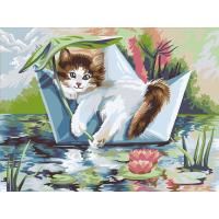Картина по номерам на картоне ТРИ СОВЫ "Котик в кораблике" 30 x 40 см, краски, кисть RE-КК_44072
