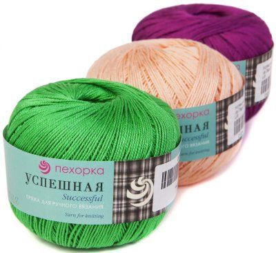 Пряжа Пехорская ПТ "Успешная" 100% мерсеризованный хлопок 50 г 220 м Пряжа Пехорская ПТ "Успешная" 100% мерсеризованный хлопок 50 г 220 м