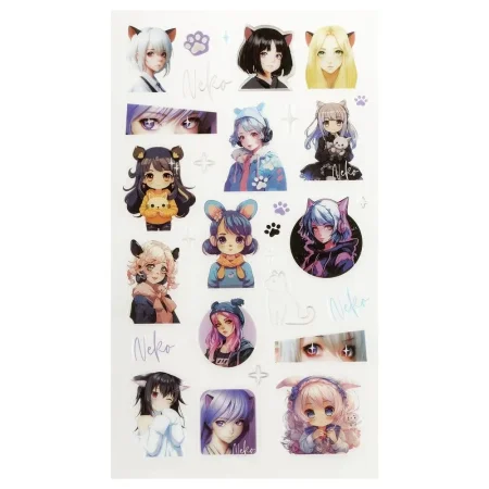 Наклейки гелевые MESHU "Neko" 10 x 23 см, пакет европодвес RE-MS_57665