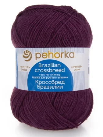 Пряжа Пехорская ПТ "Кроссбред Бразилии" 50% мериносовая шерсть, 50% акрил 1 х 100 г 500 ± 29 м №191 ежевика PEH-KRO-191