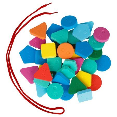 Развивающая игрушка ТРИ СОВЫ Шнуровка "Геометрические фигуры" EVA, 34 элемента, шнурок RE-ШН003