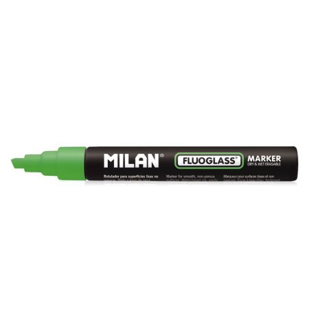 Маркер меловой MILAN Fluoglass 2-4 мм, водная основа, перо скошенное, зеленый ML-591296012