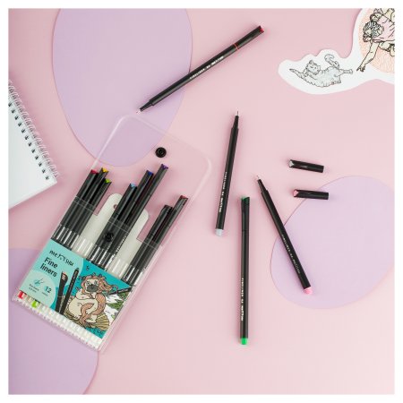 Набор капиллярных ручек MESHU 12 цв 0.4 мм, европодвес RE-MS_53578