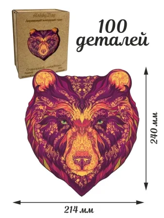 Деревянный пазл "Огненный медведь" МДФ UD-HD20035