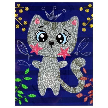 Алмазная мозаика, постер ТРИ СОВЫ "Кошечка" пакет с европодвесом RE-АМП_48196