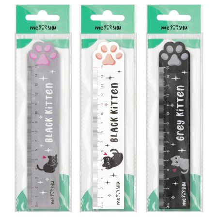 Линейка 15 см MESHU "Paw" деревянная, ассорти, европодвес RE-MS_59669