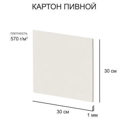 Картон пивной Love2art 1 мм 570 г/м2 30 х 30 см 1 шт белый KLP-23