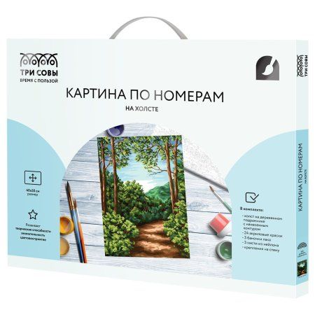Картина по номерам на холсте ТРИ СОВЫ "Лесная тропа" 40 x 50 см, краски, кисть RE-КХ4050_53925