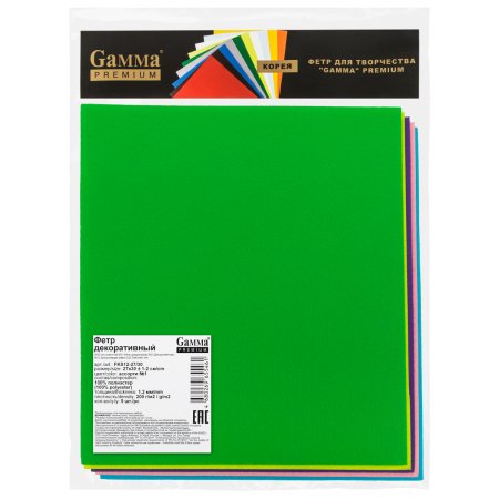 Набор фетра GAMMA Premium 1.2 мм 5 шт 27 х 30 ± 2 см ассорти №1 FKS12-27/30-1