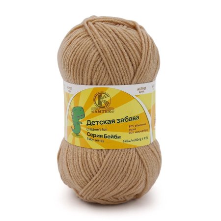 Пряжа Камтекс КТ "Детская забава" 80% акрил, 20% микрофибра 1 x 50 г 140 м 006 беж.свет KAM-ZABAV-006