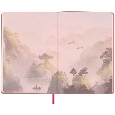 Записная книжка А5 80л. Greenwich Line "Sakura. Lonely mountain" ЛАЙТ, кожзам, с резинкой, тиснение фольгой, блок в линию RE-NA5_51396