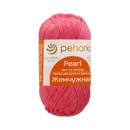Пряжа Пехорская ПТ "Жемчужная" 50% хлопок, 50% вискоза 1 х 100 г 425 м №011 яр.розовый PEH-JEM-011