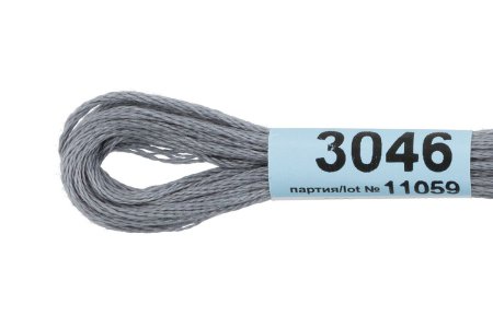 Нитки для вышивания GAMMA мулине (0820-3070) 8 м №3046 серый MG-3046