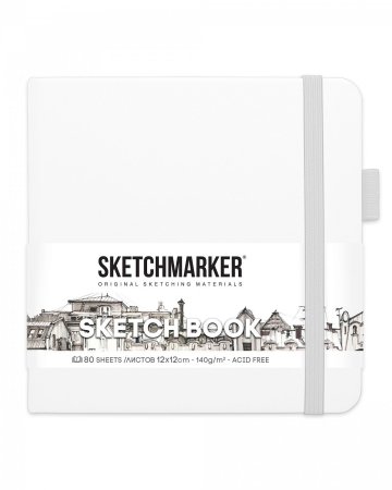 Блокнот для зарисовок SKETCHMARKER 140 г/м2 12 x 12 см 80 л, твердая обложка, Белый MP2314102SM