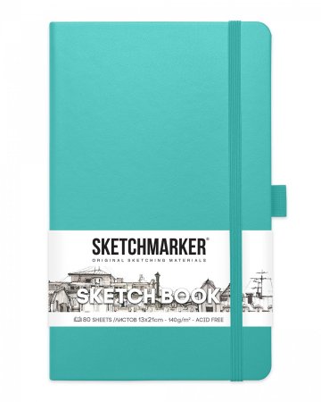 Блокнот для зарисовок SKETCHMARKER 140 г/м2 13 x 21 см 80 л, твердая обложка, Аквамарин MP2314503SM