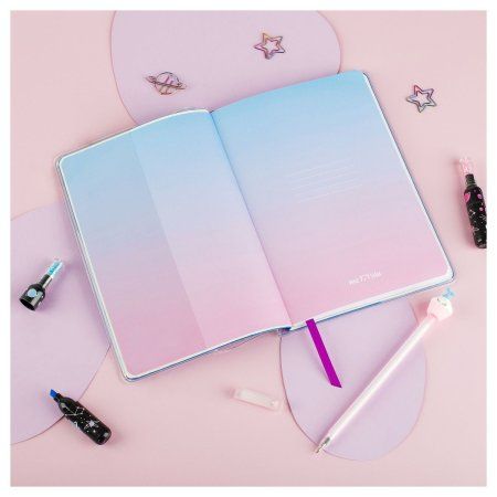 Записная книжка А5 80л. MESHU "Magic world" ЛАЙТ, кожзам, съемная пластиковая обложка, глиттер, голография, блок в линию RE-MS_53507