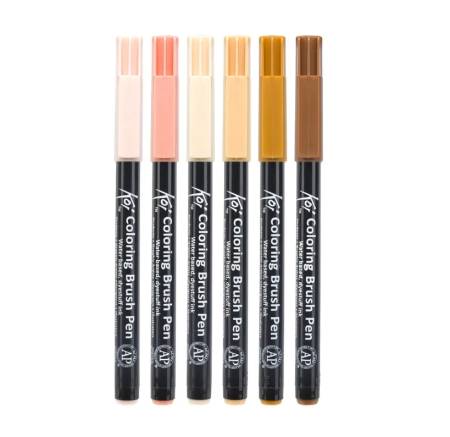 Набор маркеров акварельных SAKURA Koi кисточка 6 шт Портрет RTPOXBR6E