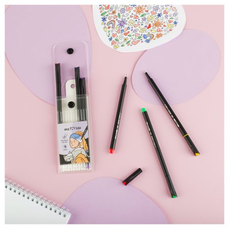 Набор капиллярных ручек MESHU 6 цв 0.4 мм, европодвес RE-MS_53577 Набор капиллярных ручек MESHU 6 цв 0.4 мм, европодвес RE-MS_53577