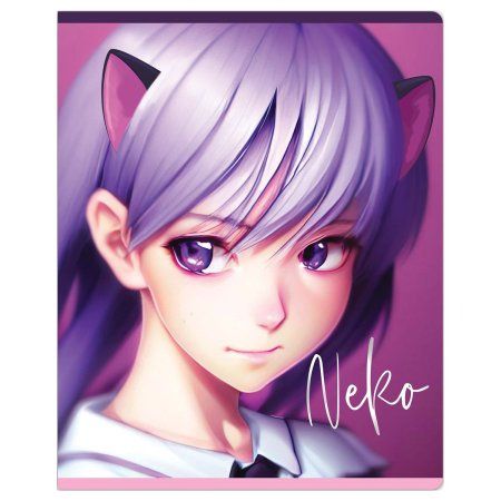 Тетрадь 48л. A5 клетка MESHU "Neko" софт-тач ламинация, тиснение фольгой RE-MS_49784