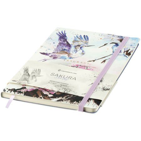 Записная книжка А5 80л. Greenwich Line "Sakura. Shadoof" ЛАЙТ, кожзам, с резинкой, тиснение фольгой, блок в линию RE-NA5_51398