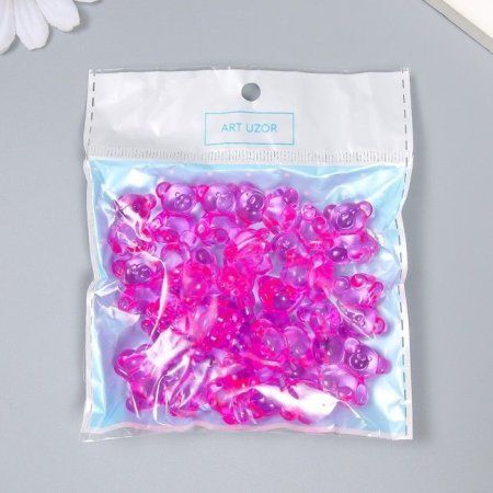 Декор для творчества пластик "Медвежонок" ярко-розовый 25 шт 1.8 x 1.5 x 1 см SIM-9129445