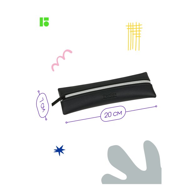 Пенал 1 отделение Berlingo "Original black" 200 x 70, экокожа RE-PM09074