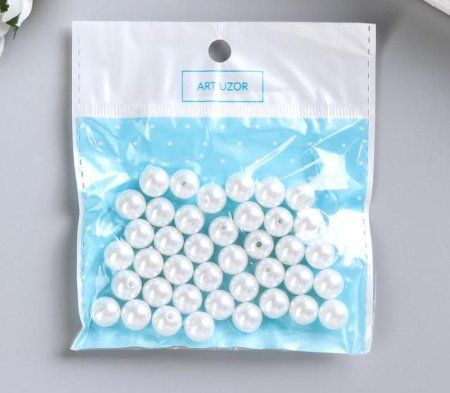 Набор декора для творчества пластик "Бусины белые" d 1 см 11.5 х 12 см 40 шт SIM-858287