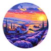 Картина по номерам на фигурном холсте ТРИ СОВЫ "Лавандовый закат" форма круг, с акриловыми красками и кистями RE-FCF30_00007
