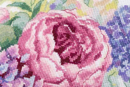 Набор для вышивания PANNA Золотая серия. Букет с пионами" 34.5 х 32 см C-7306