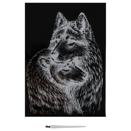 Гравюра с эффектом серебра ТРИ СОВЫ А4 "Волки" RE-GA4_49920