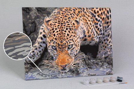 Набор для раскрашивания по номерам (цветной холст) ФРЕЯ 40 х 30 см "Взгляд хищника" PNB/PMC-193