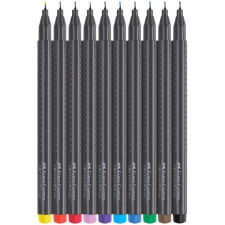 Набор капиллярных ручек Faber-Castell "Grip Finepen" 10 цв 0.4 мм, трехгранные RE-151610