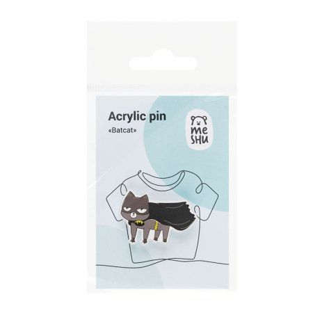 Значок акриловый MESHU "Batcat" 3.8 x 2.6 см, прямая УФ-печать RE-MS_47436