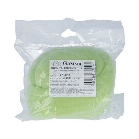 Шерсть для валяния GAMMA 100% мериносовая шерсть 50 г салат FY-050-3011