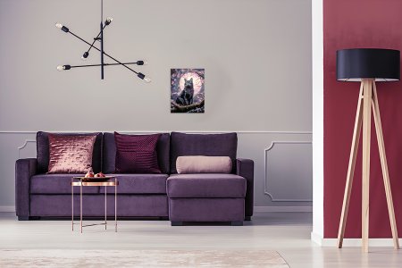 Набор для раскрашивания по номерам (холст на подрамнике) ФРЕЯ 40 х 30 см "Черный кот в лунной ночи" PNB/PM-323