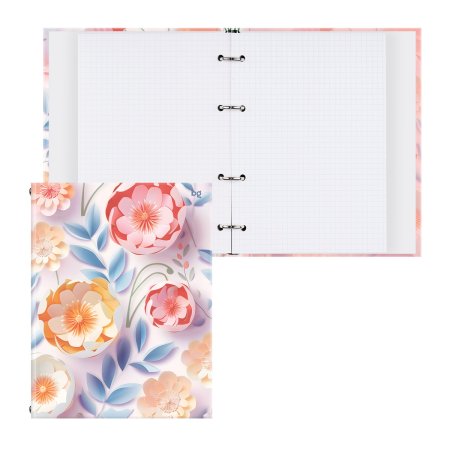 Тетрадь на кольцах 160л. A5 BG "Бумажные цветы" матовая ламинация RE-ТТ5к160_лм_62924