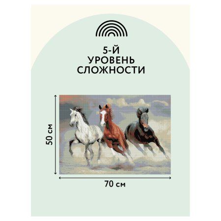 Алмазная мозаика ТРИ СОВЫ "Тройка лошадей" 50 x 70 см, холст RE-АМ5070_47582