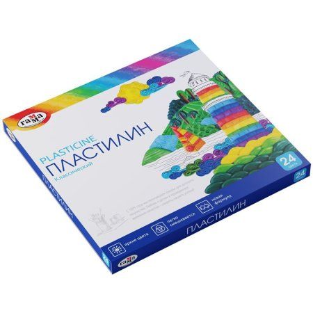 Пластилин ГАММА "Классический" 24 цв 480 г со стеком RE-281036 Пластилин ГАММА "Классический" 24 цв 480 г со стеком RE-281036