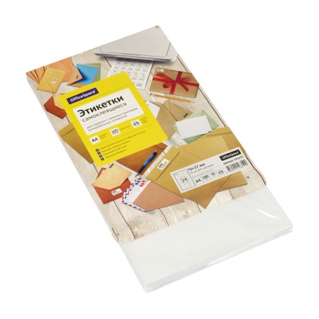 Этикетки самоклеящиеся А4 100л. OfficeSpace, белые, 24 фр. (70 x 37), 70г/м2 RE-345633