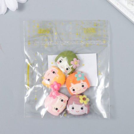 Декор для творчества пластик "Девочка с цветочком" МИКС 2 x 2 см SIM-7706067