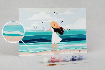 Набор для раскрашивания по номерам (на картоне) ФРЕЯ 30 х 20 см "Девушка у моря" PKZ/PS-045 Набор для раскрашивания по номерам (на картоне) ФРЕЯ 30 х 20 см "Девушка у моря" PKZ/PS-045