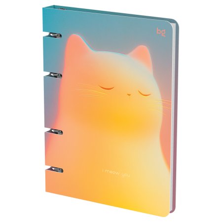 Тетрадь на кольцах 120л. A5 BG "Meow" картон, soft-touch ламинация RE-ТК5к120_лс_57855
