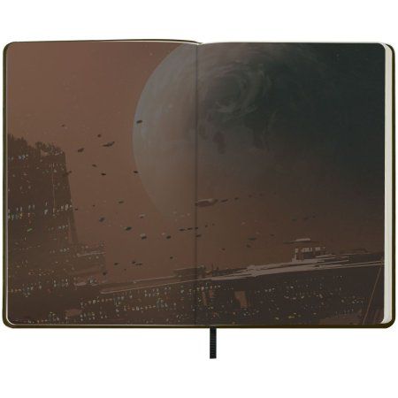 Записная книжка А5 80л. Greenwich Line "Future. New world" ЛАЙТ, кожзам, с резинкой, тиснение фольгой, блок в линию RE-NA5_51386