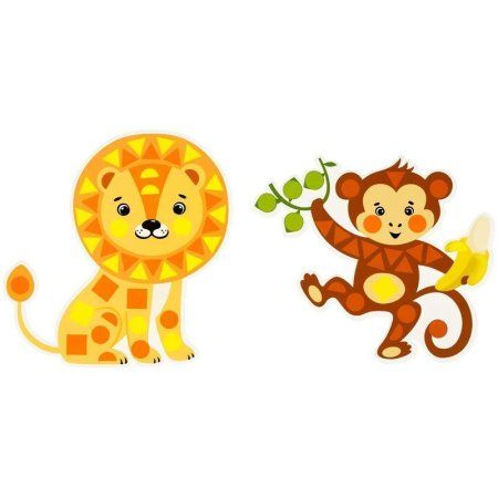 Аппликация фигурная из мягкого пластика EVA ТРИ СОВЫ "Животные Африки" 5 фигур, 190 элементов RE-АП_46529